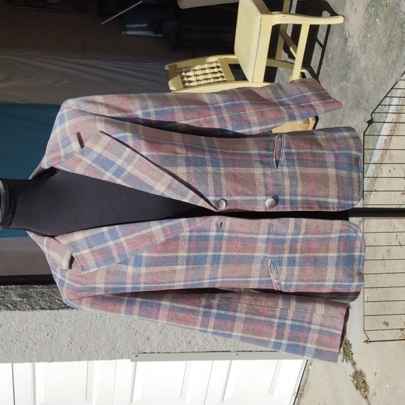 Vintage Women's blazer pink, blue, tan, cream, brown Size Medium - Picture 3 of 6